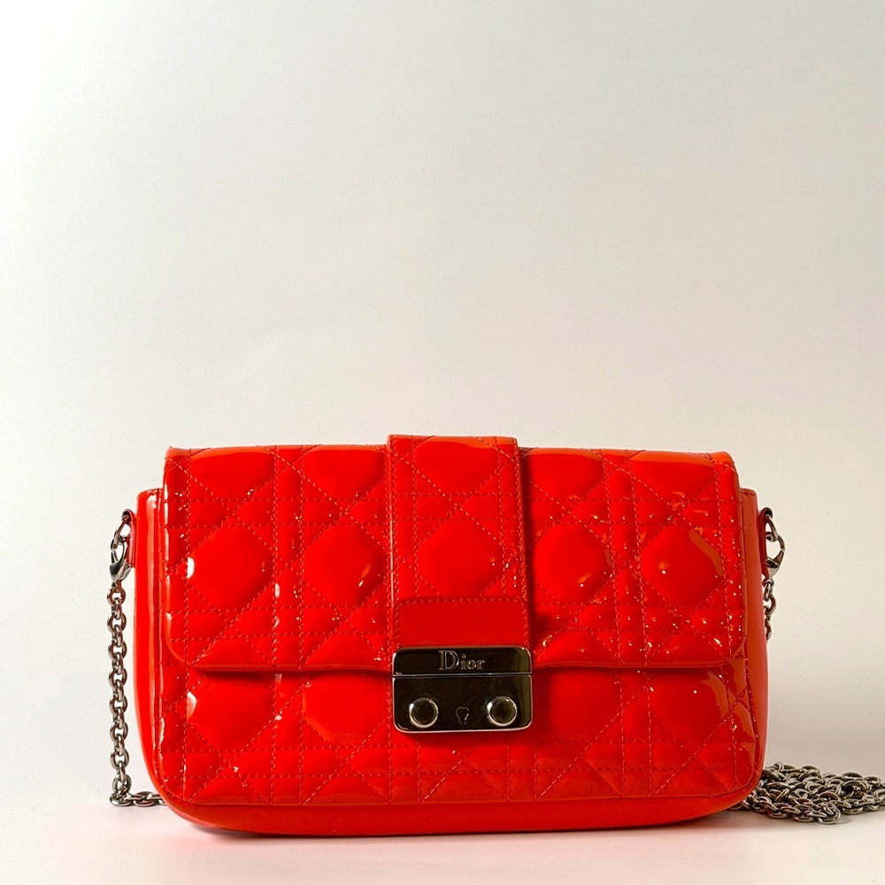 Dior Miss Dior Red Patent Bag – Chain Crossbody – Quilted Promenade Pouch w COA